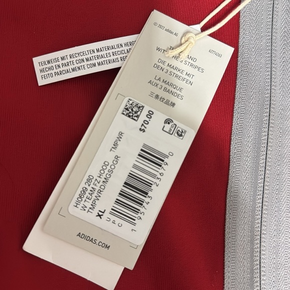 Adidas Red Hoodie jacket gray Accents HI0699 280 Full front zip up XL
New w Tags - Picture 6 of 15
